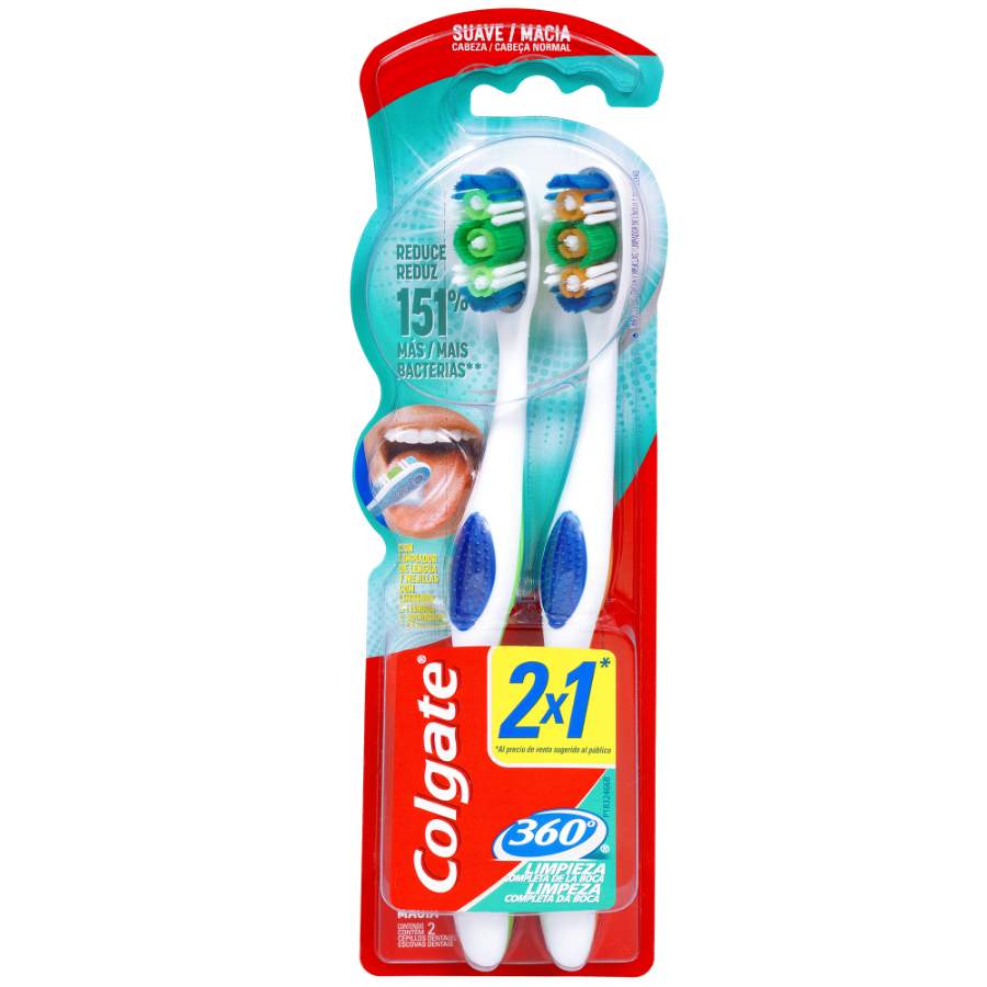 Imagen de  Cepillo Dental COLGATE 360º con Limpiador de Lengua 2 x 1