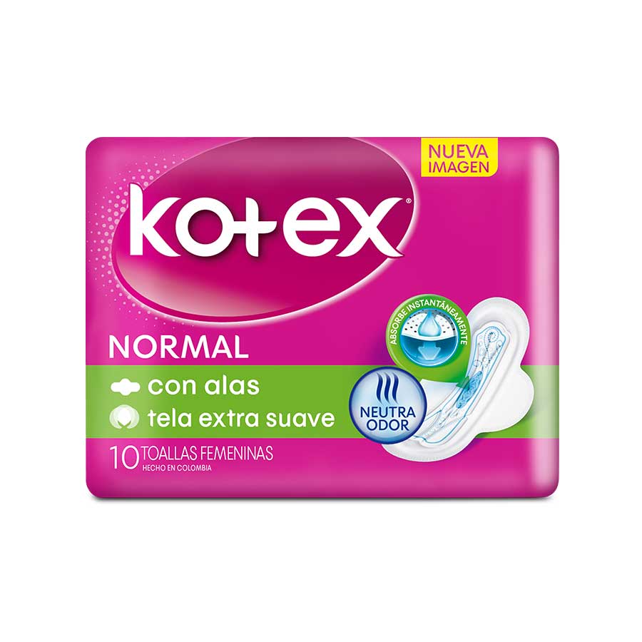 Imagen de  Toalla Sanitaria KOTEX Normal con Alas Tela 10 unidades