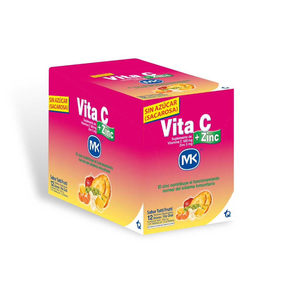 Imagen de  Vitamina C VITA-C Frutas 500 mg x 5 mg Tableta Masticable x 12