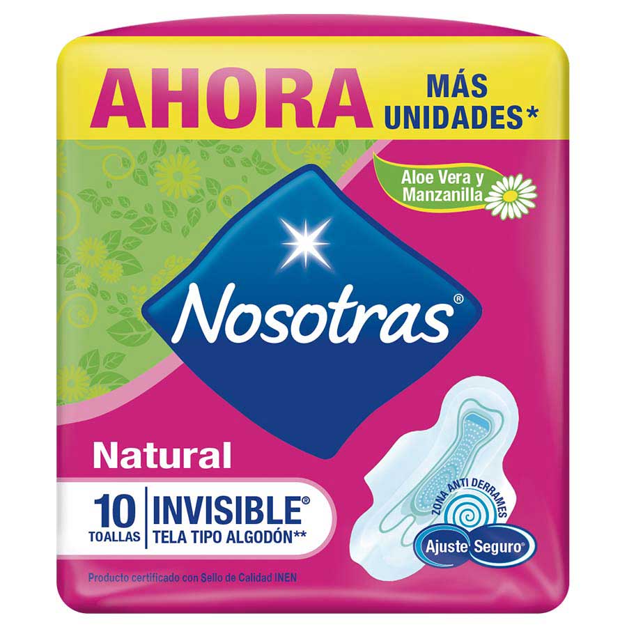 Imagen de  Toallas Sanitarias NOSOTRAS Natural Invisible Tela x 10 unds