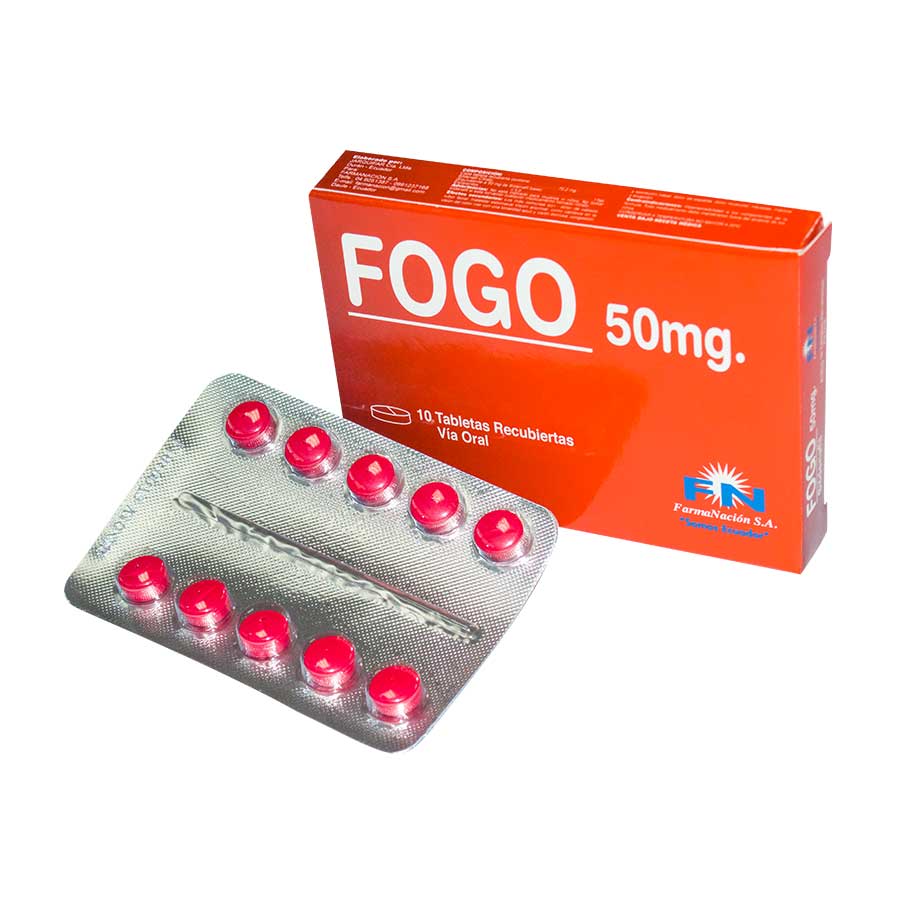 Imagen para  FOGO 50 mg FARMANACION x 10 Tabletas Recubiertas                                                                                de Pharmacys