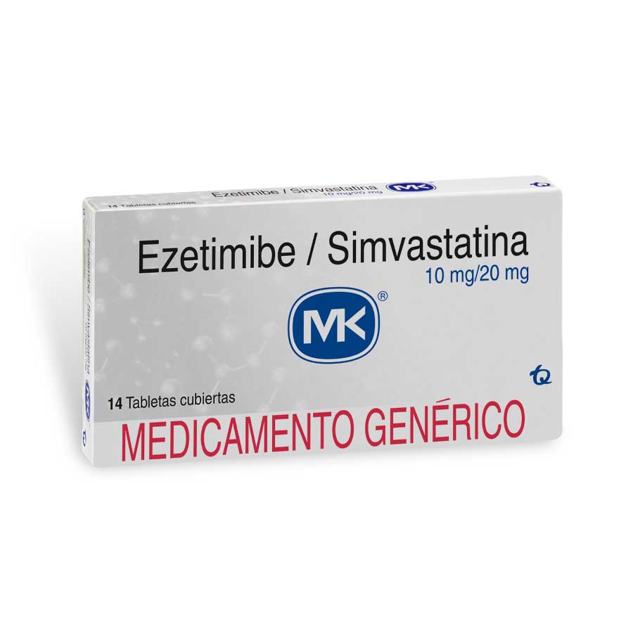 Imagen de  EZETIMIBE+SIMVASTATINA 10 mg x 20 mg TECNOQUIMICAS x 14 Tabletas Recubiertas