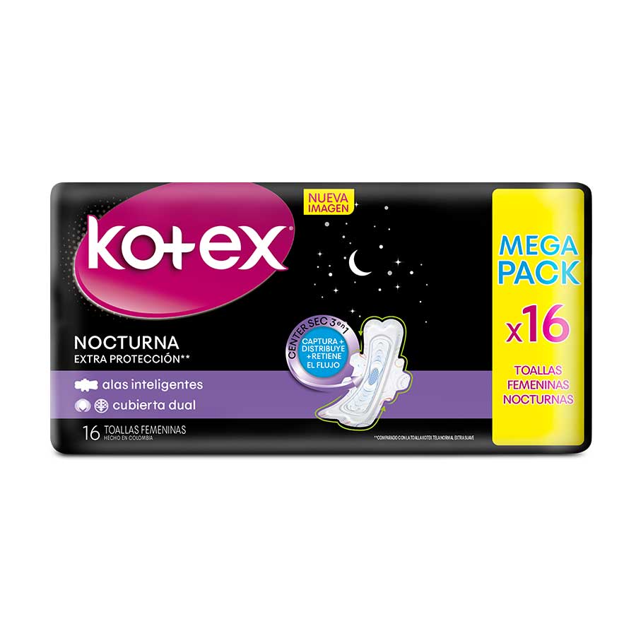Imagen de  Toallas Sanitarias KOTEX Evolution de Noche con Alas 16 unidades